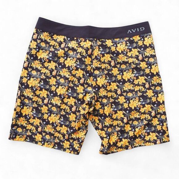 AVID Gear Quick-Dry Fish & Floral Print Outdoor Board Shorts Black / Yellow Men' - Picture 2 of 4
